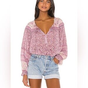 Spell & The Gypsy Size XS • Dahlia Oversized Shirt Blouse Floral Pastel Top.